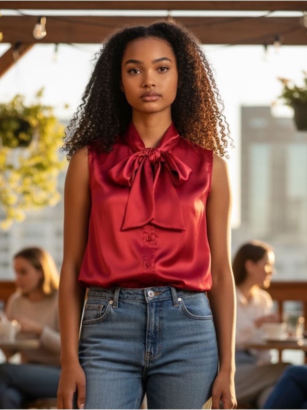 Calvin Klein Rich Red Blouse with Bow
